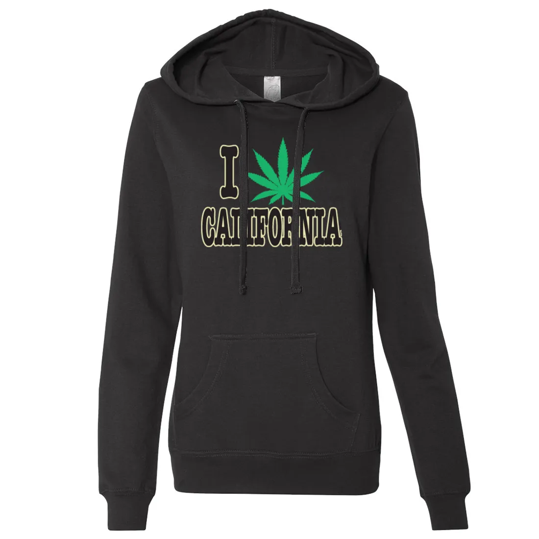 I Love Pot California Ladies Lightweight Fitted Hoodie