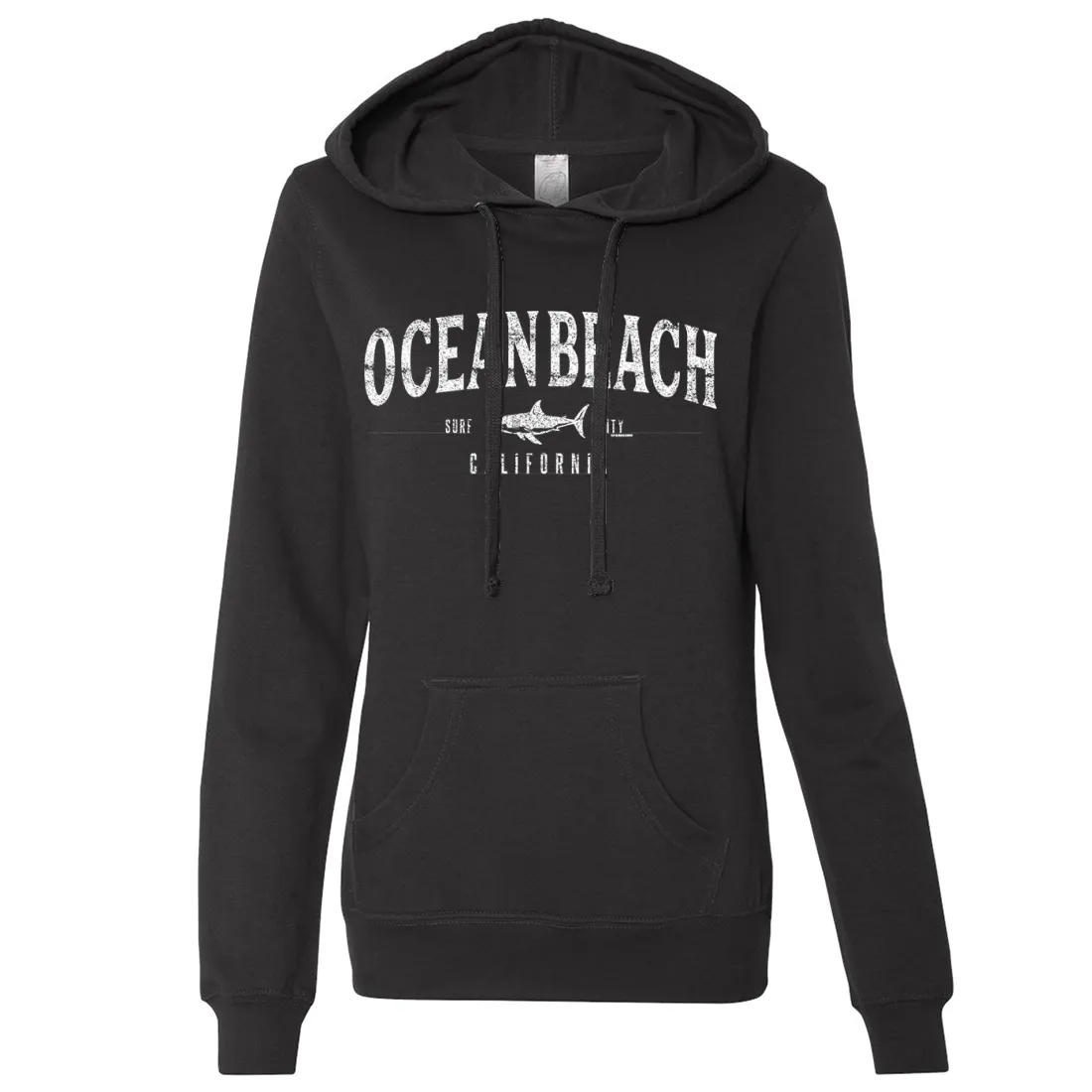 Ocean Beach California Ladies Lightweight Fitted Hoodie