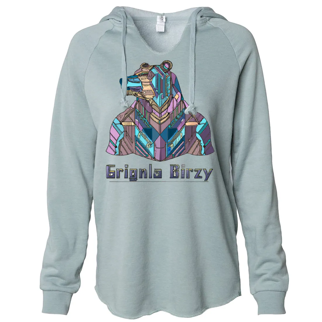 Stained Glass Cyborg Grizzly Bear Women's Soft Hooded Pullover