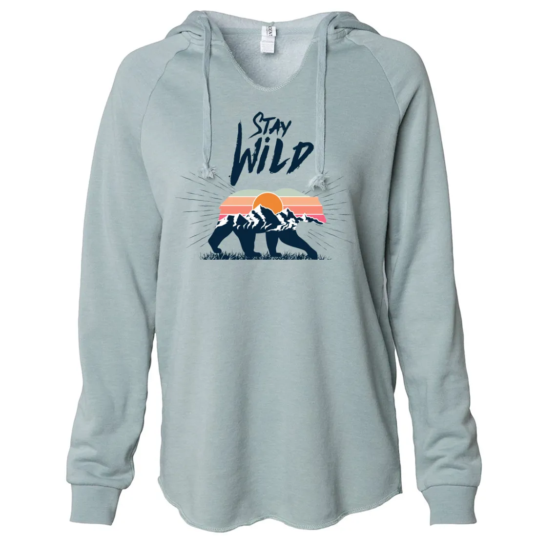 Stay Wild Sunset Bear Women's Soft Hooded Pullover